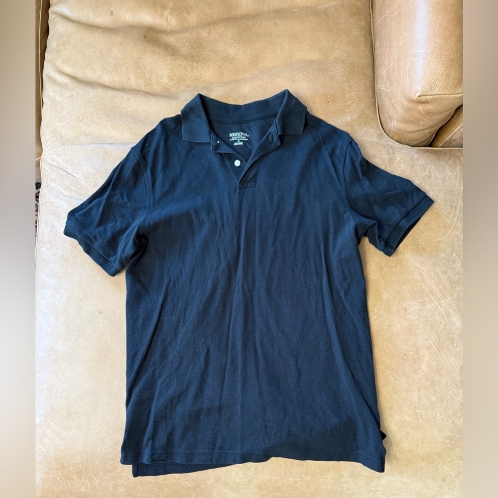 Merona Black Ultimate Polo Men’s Size Medium 100% Cotton Preppy